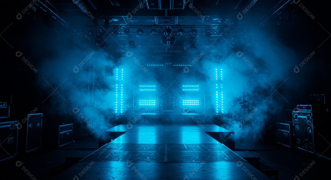 Cenário de Palco iluminado com luzes