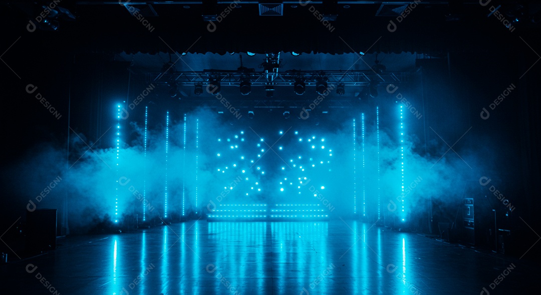 Cenário de Palco iluminado com luzes