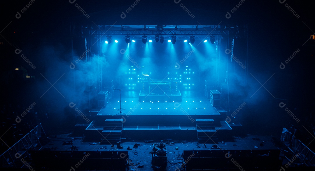 Cenário de Palco iluminado com luzes