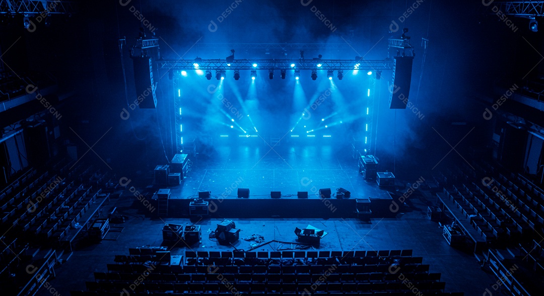 Cenário de Palco iluminado com luzes