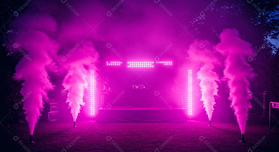 Cenário de Palco iluminado com luzes