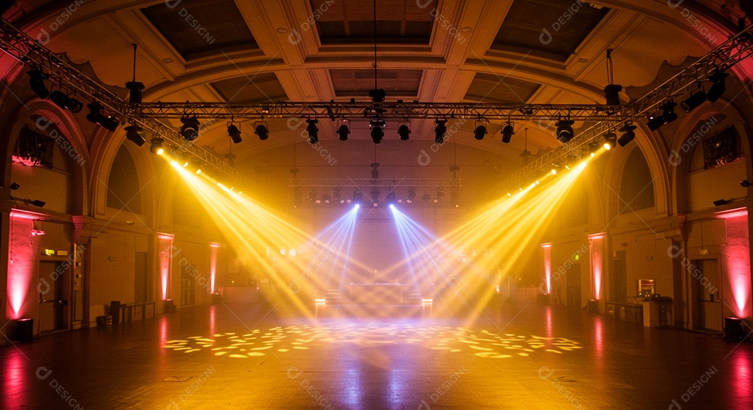 Cenário de Palco iluminado com luzes