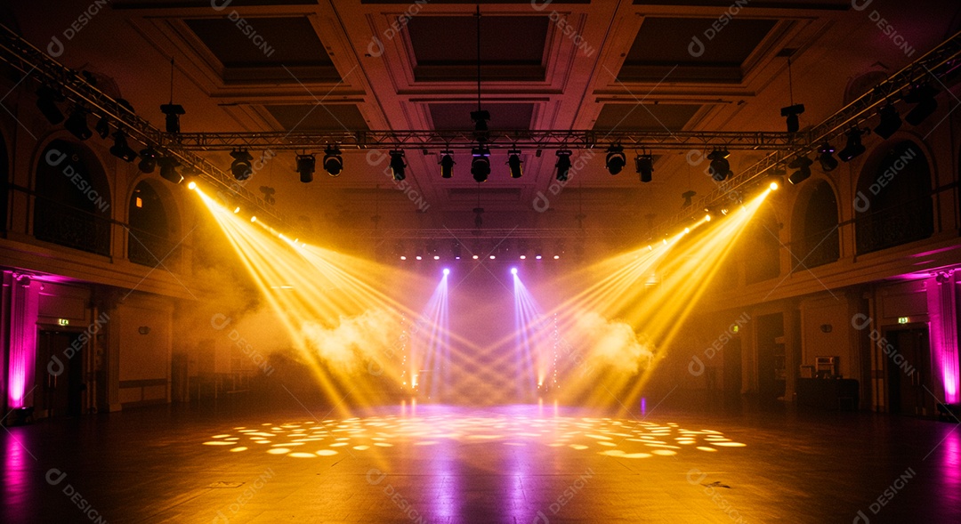 Cenário de Palco iluminado com luzes
