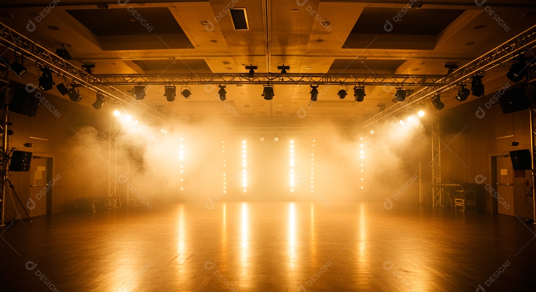 Cenário de Palco iluminado com luzes