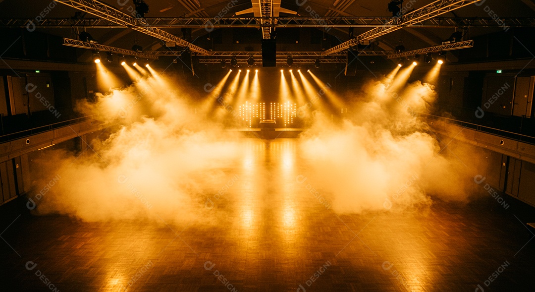 Cenário de Palco iluminado com luzes