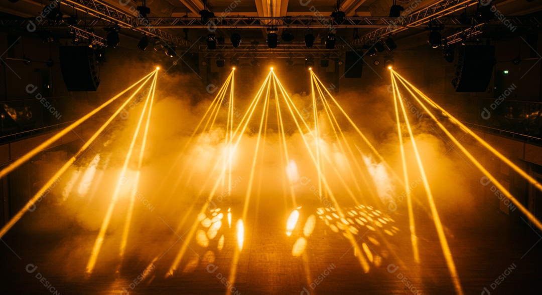Cenário de Palco iluminado com luzes