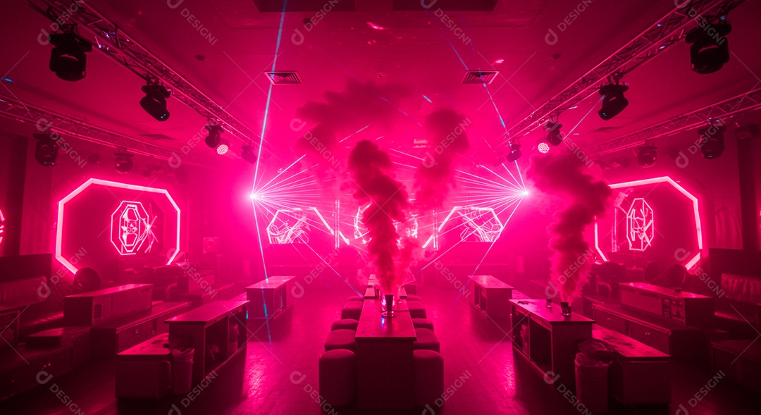 Cenário de Palco iluminado com luzes