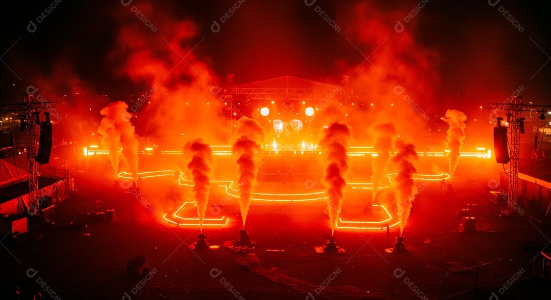 Cenário de Palco iluminado com luzes
