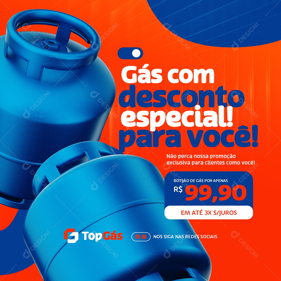 Distribuidora de Gás Com Desconto Especial para Você Social Media PSD Editável