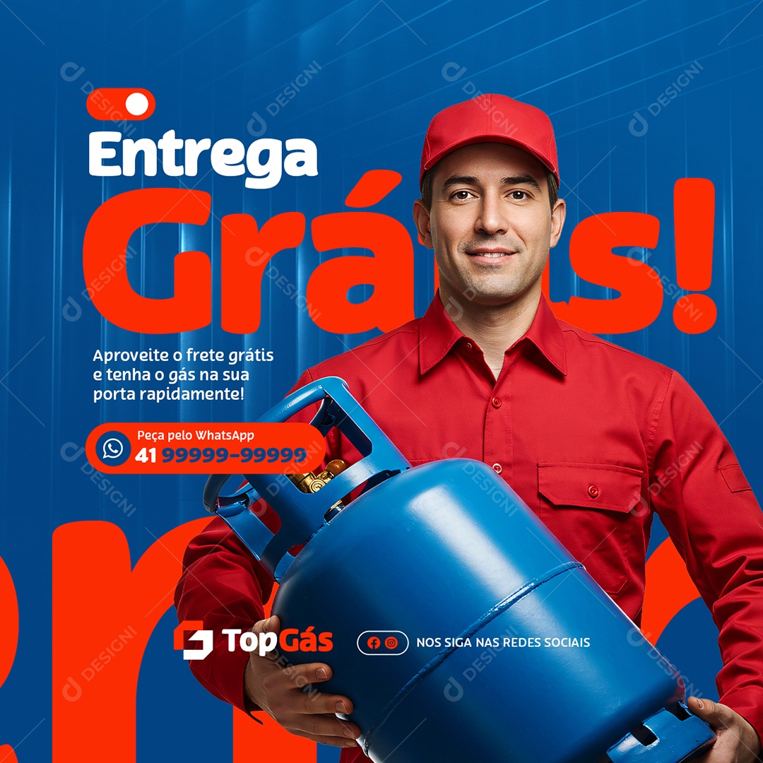 Distribuidora de Gás Entrega Grátis Aproveite Social Media PSD Editável