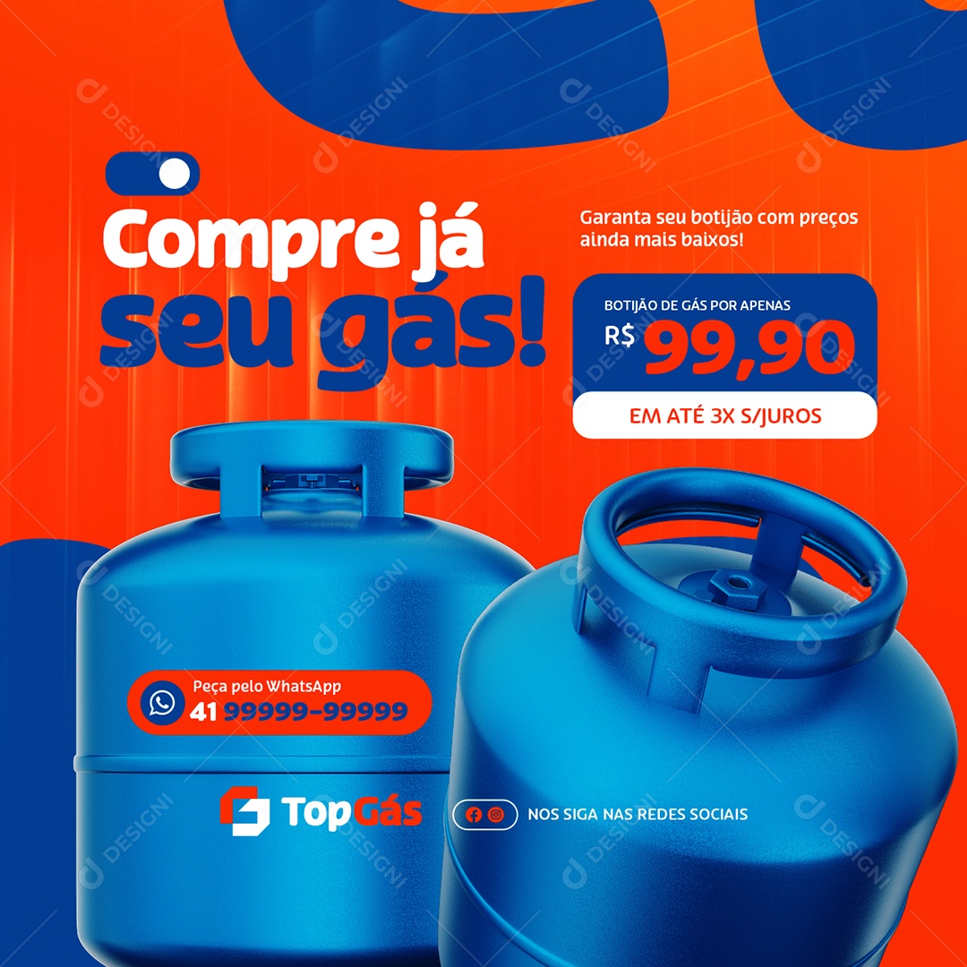 Distribuidora de Gás Compre Já Seu Gás Social Media PSD Editável