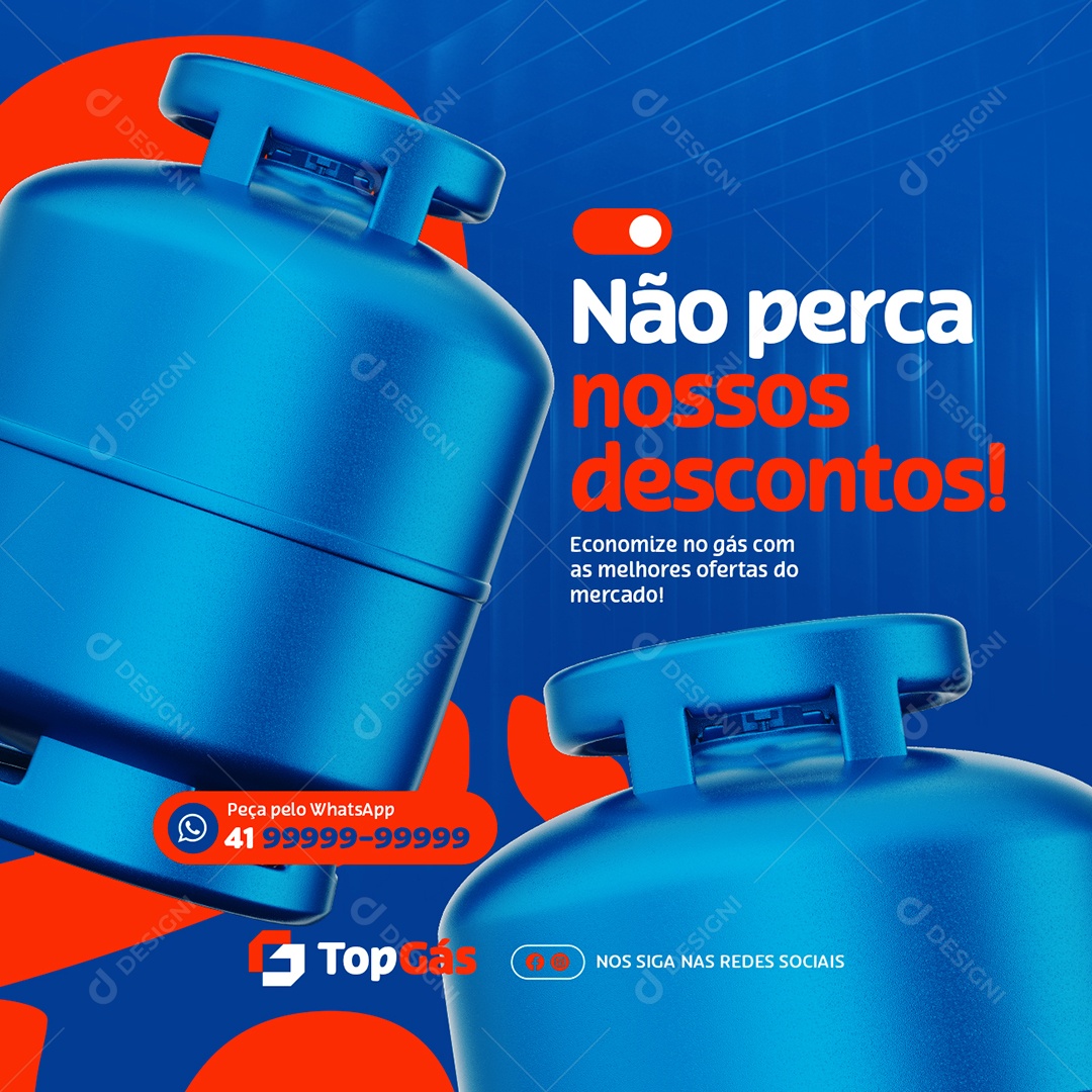 Distribuidora de Gás Não Perca Nossos Descontos Social Media PSD Editável