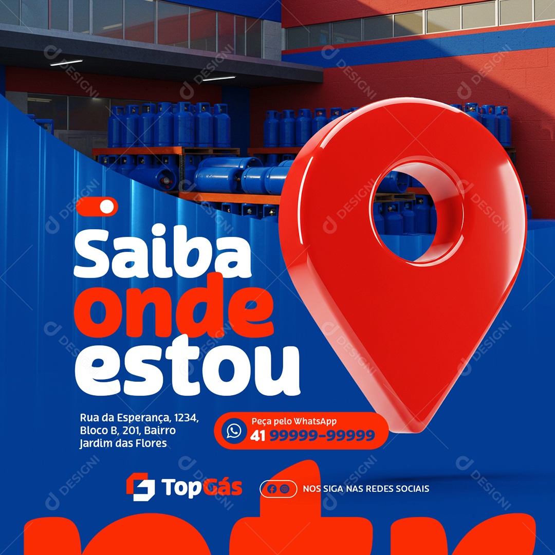 Distribuidora de Gás Saiba Onde Estou Social Media PSD Editável