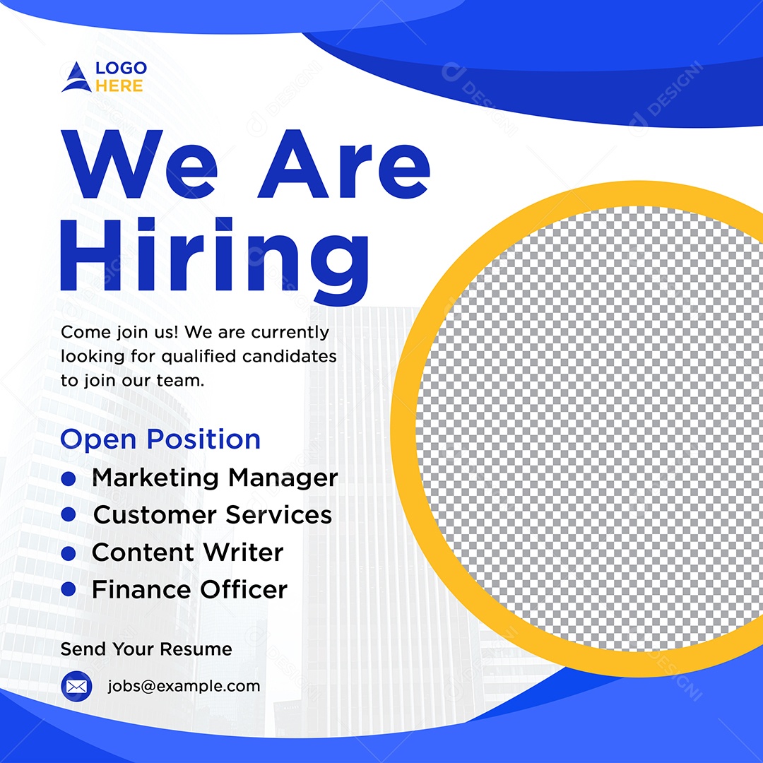 Vaga de Emprego Estamos Contratando Social Media PSD Editável