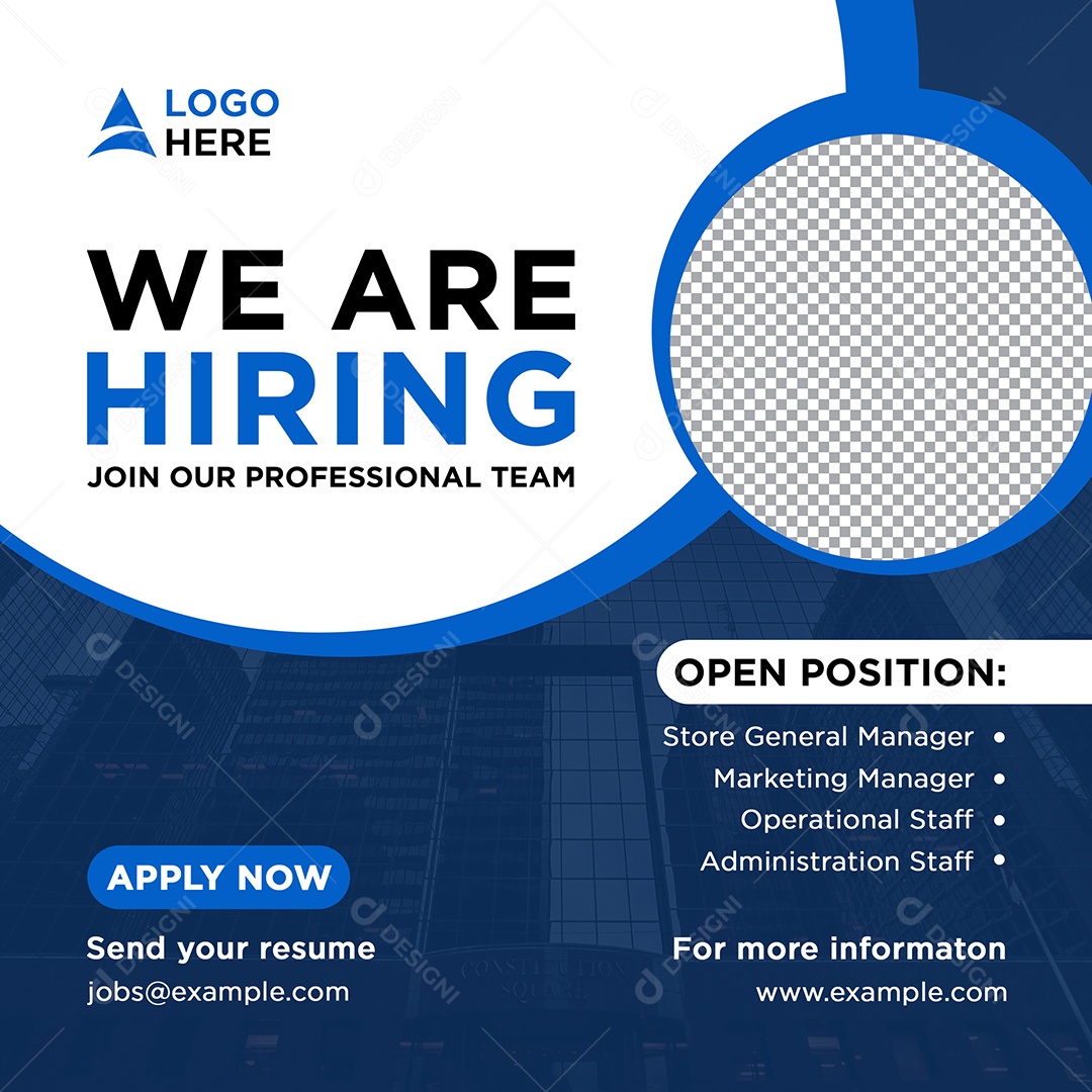 Social Media Vaga de Emprego Estamos Contratando PSD Editável