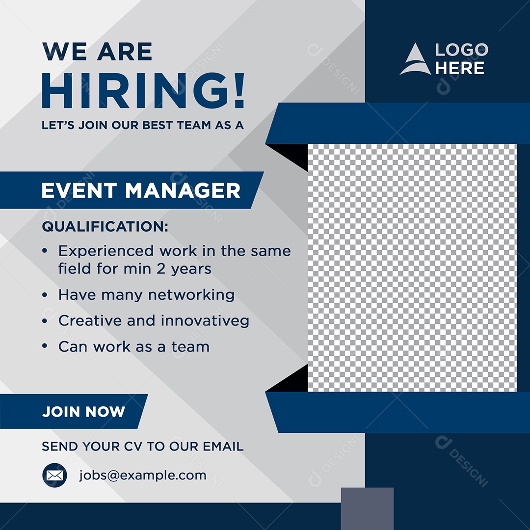 Social Media Vaga de Emprego Estamos Contratando PSD Editável