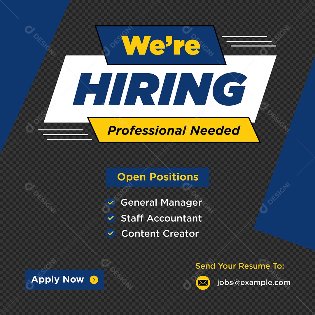 Vaga de Emprego Estamos Contratando Social Media PSD Editável