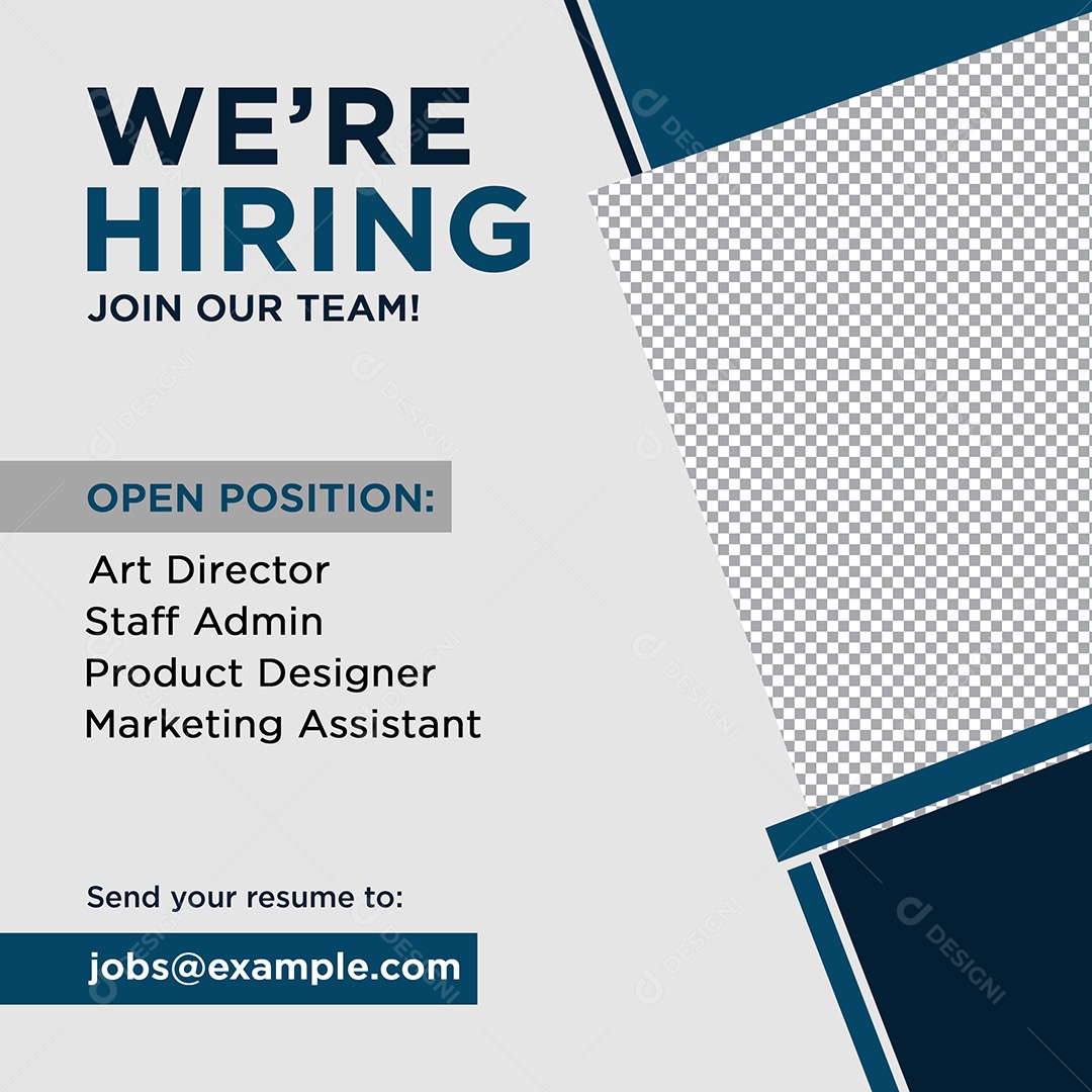 Vaga de Emprego Estamos Contratando Social Media PSD Editável