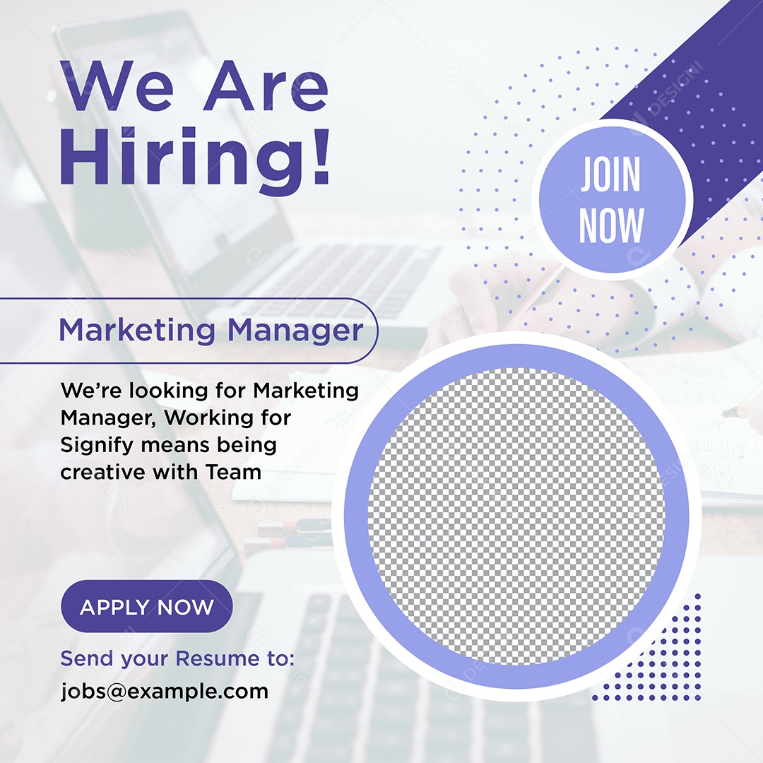 Social Media Vaga de Emprego Estamos Contratando PSD Editável