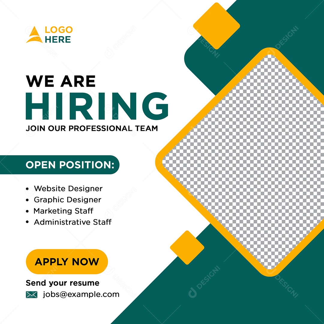 Vaga de Emprego Estamos Contratando Social Media PSD Editável