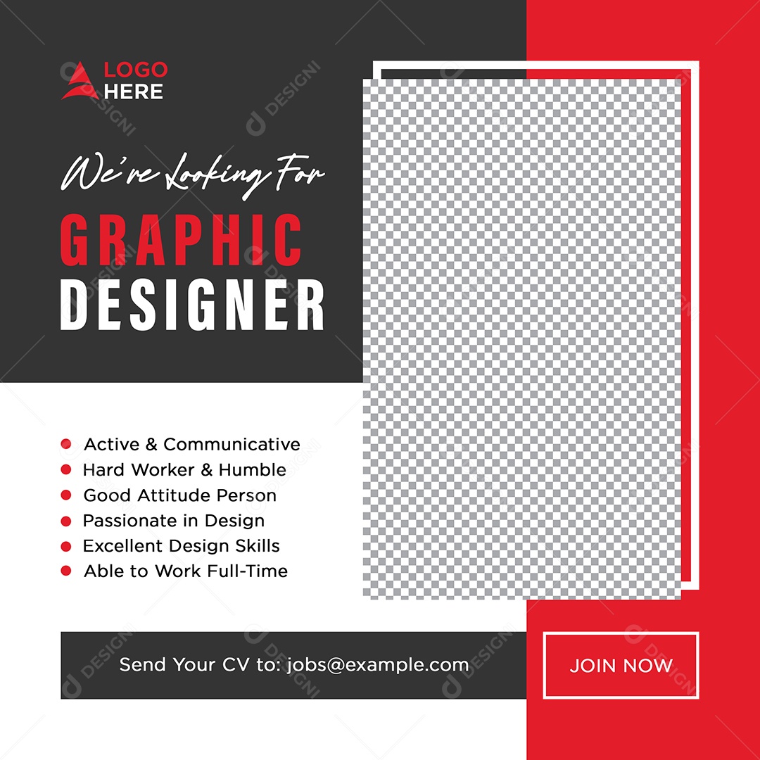 Vaga de Emprego Designer Gráfico Social Mdedia PSD Editável