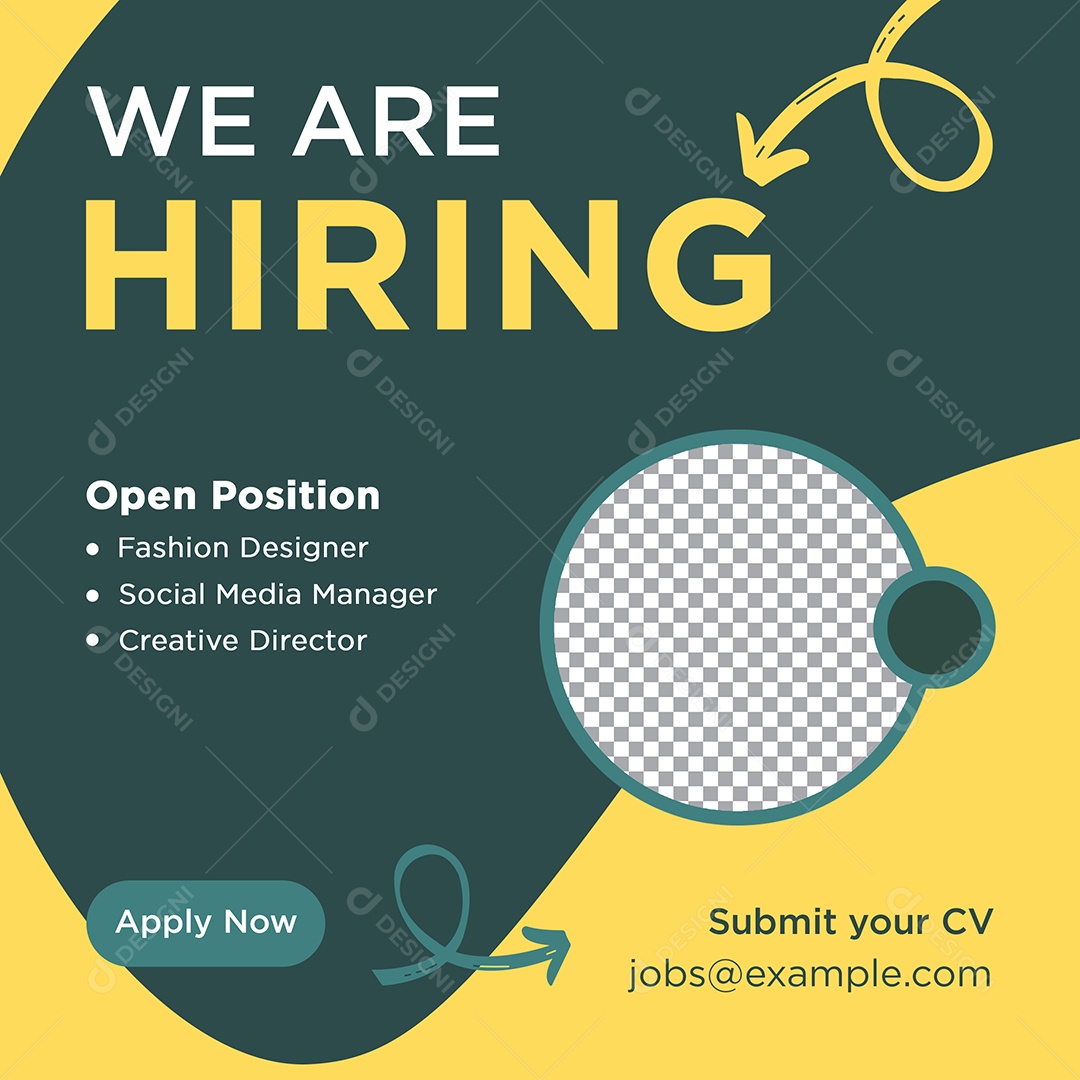 Social Media Vaga de Emprego Estamos Contratando PSD Editável