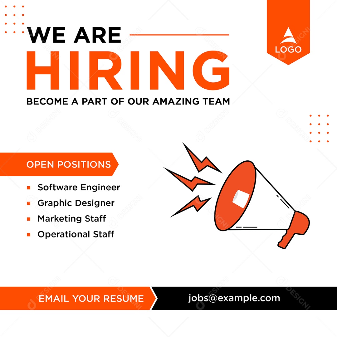 Vaga de Emprego Estamos Contratando Social Media PSD Editável