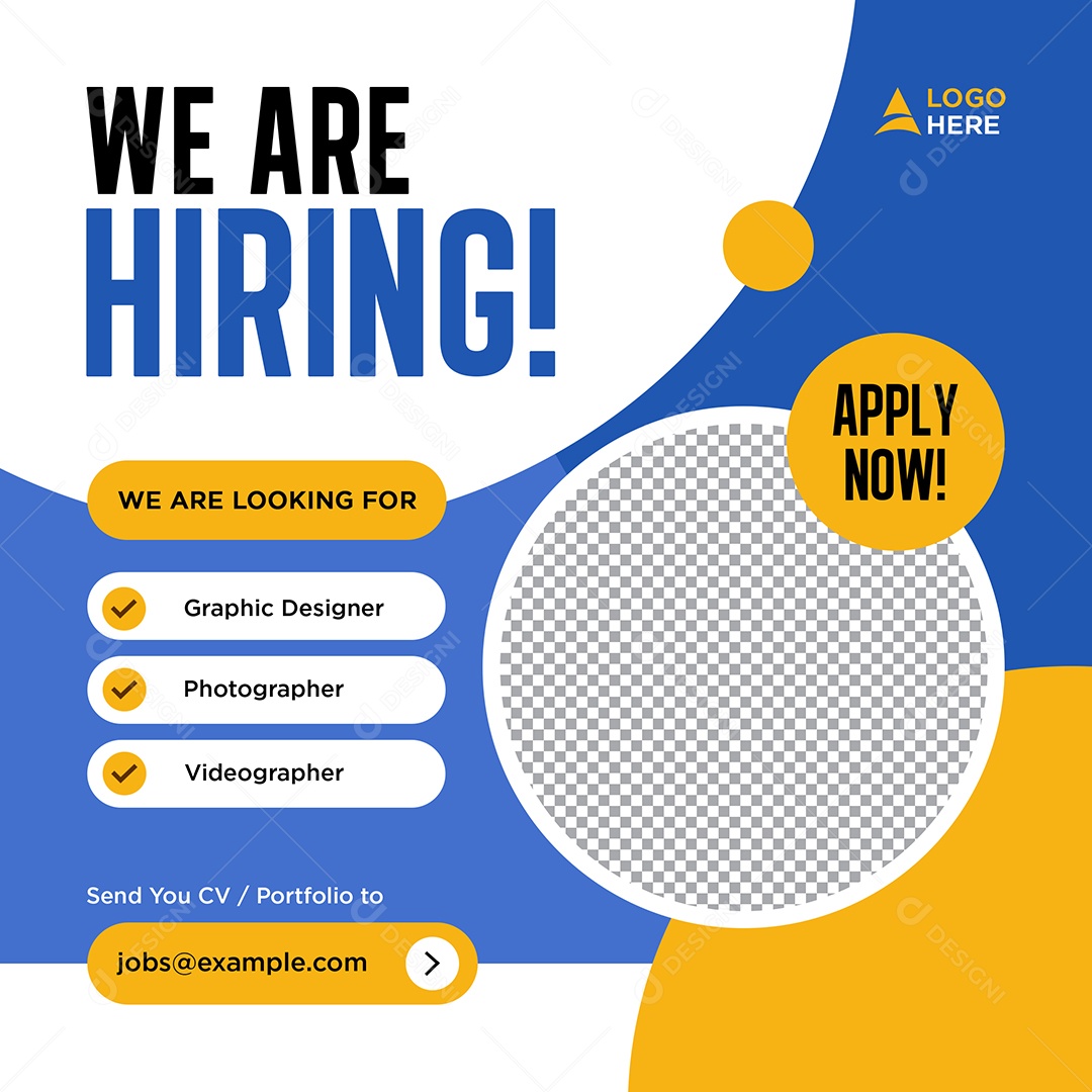 Vaga de Emprego Estamos Contratando Social Media PSD Editável