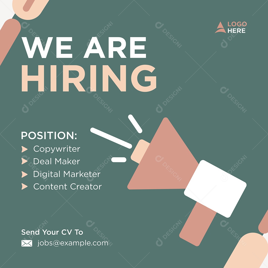 Vaga de Emprego Estamos Contratando Social Media PSD Editável