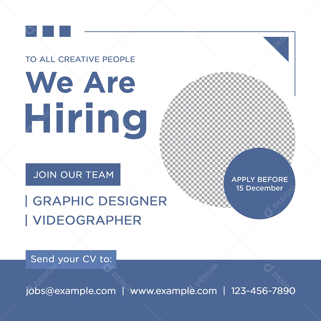 Vaga de Emprego Estamos Contratando Social Media PSD Editável