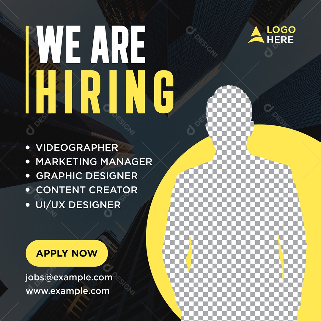 Social Media Vaga de Emprego Estamos Contratando PSD Editável
