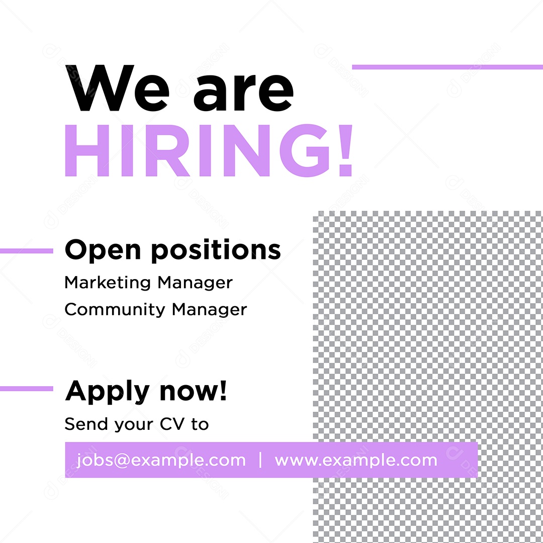 Social Media Vaga de Emprego Estamos Contratando PSD Editável