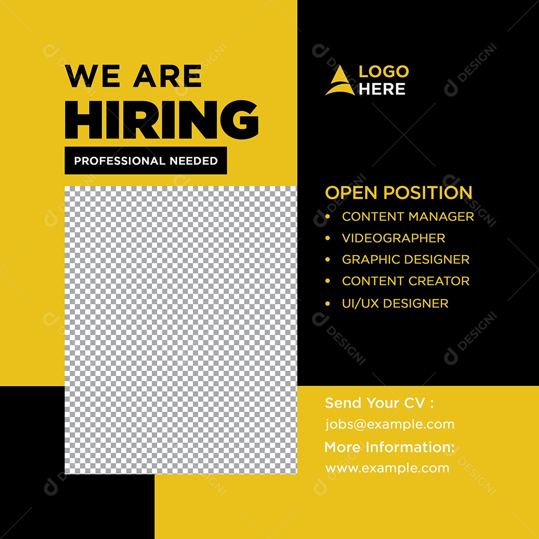 Vaga de Emprego Estamos Contratando Social Media PSD Editável