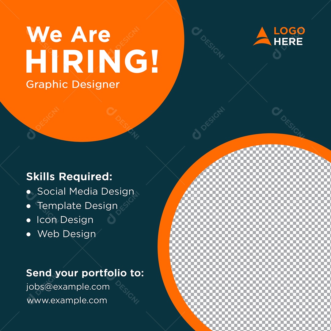 Vaga de Emprego Estamos Contratando Social Media PSD Editável