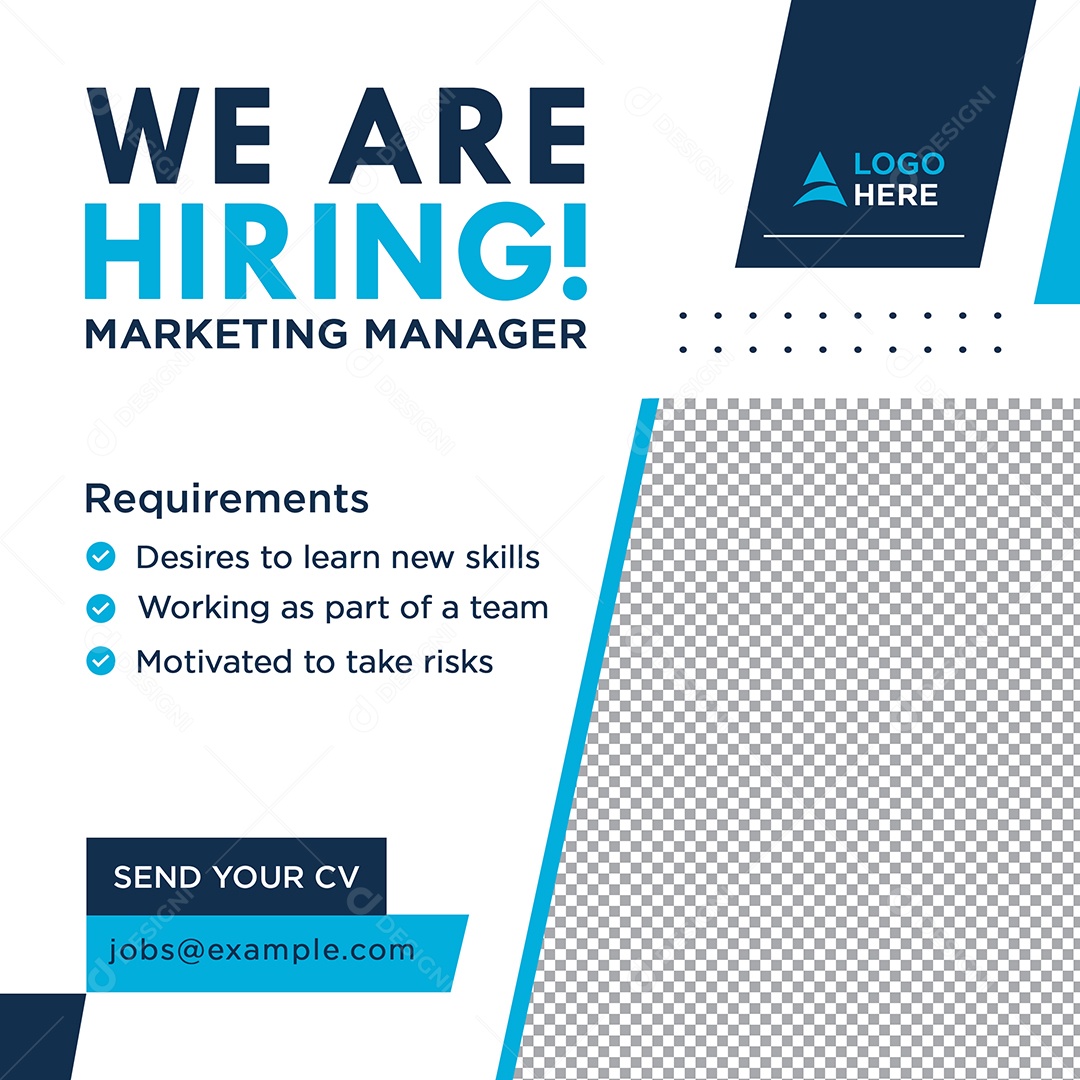 Vaga de Emprego Estamos Contratando Social Media PSD Editável