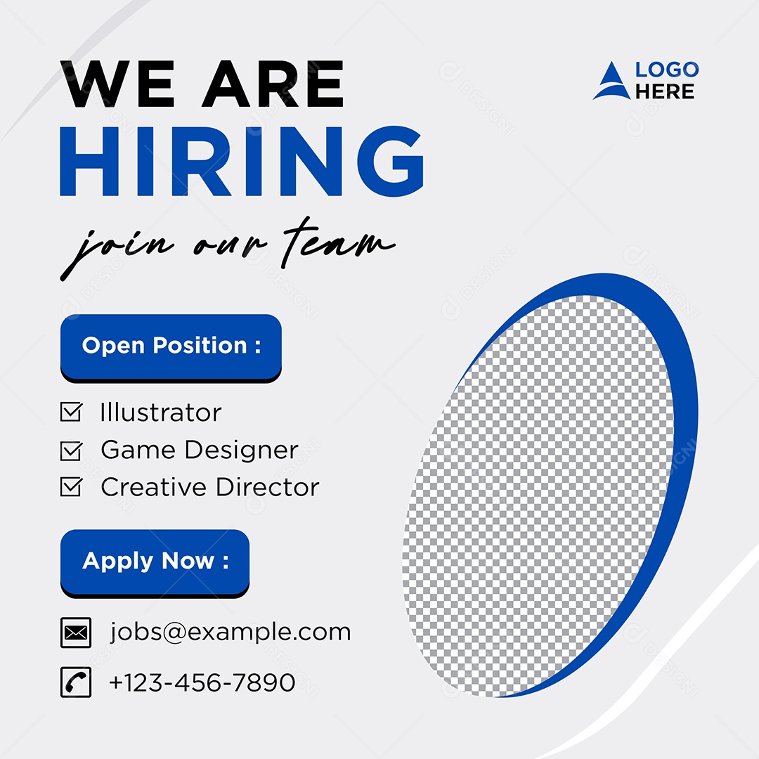 Vaga de Emprego Estamos Contratando Social Media PSD Editável