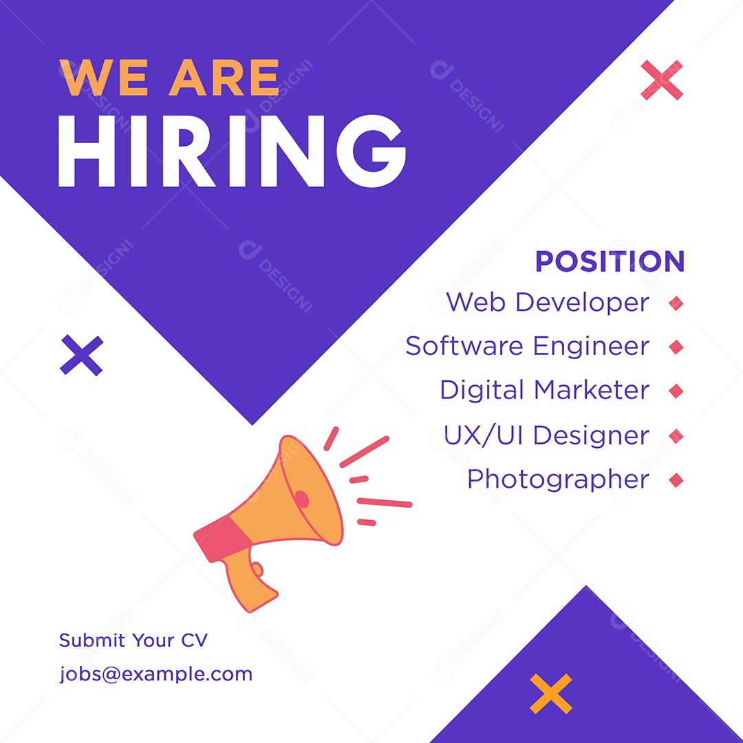 Vaga de Emprego Estamos Contratando Social Media PSD Editável