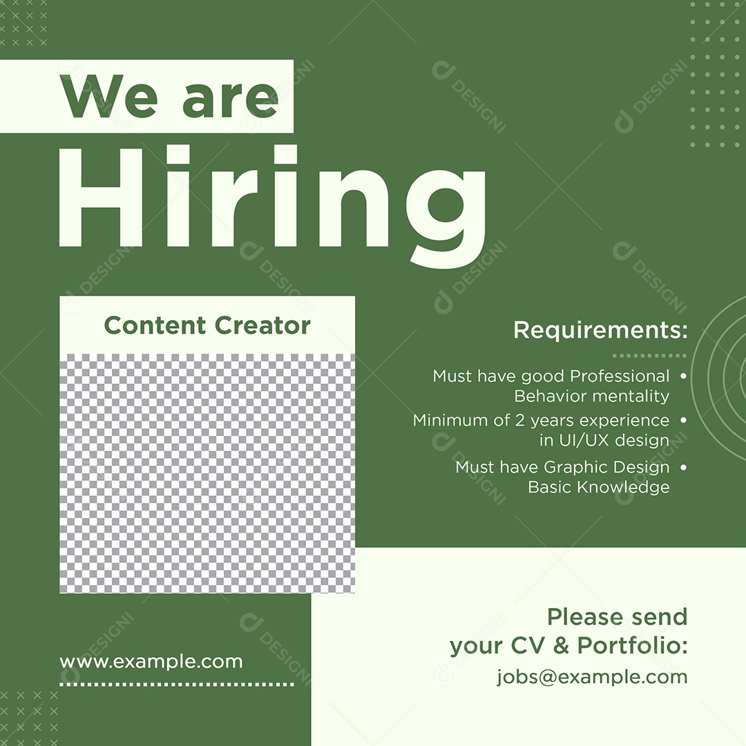 Social Media Vaga de Emprego Estamos Contratando PSD Editável
