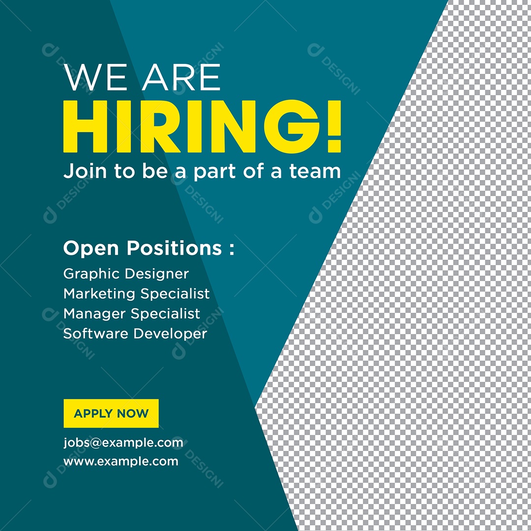 Vaga de Emprego Estamos Contratando Social Media PSD Editável