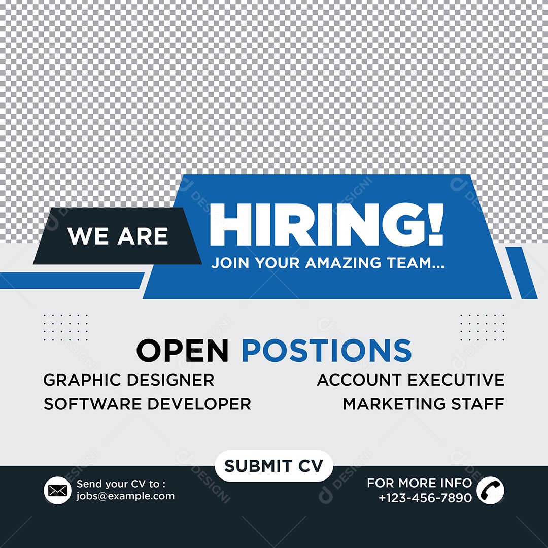 Vaga de Emprego Estamos Contratando Social Media PSD Editável