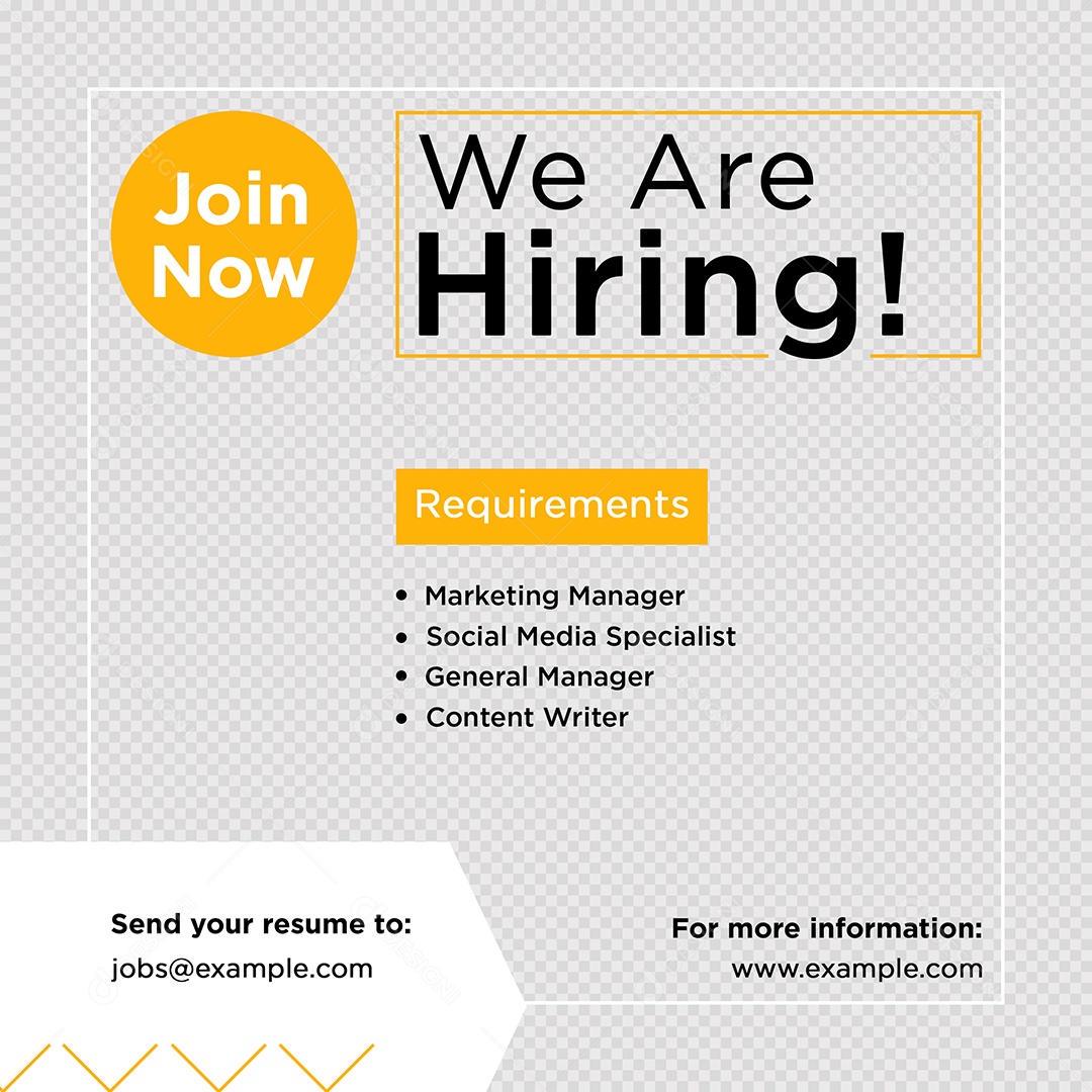 Social Media Vaga de Emprego Estamos Contratando PSD Editável