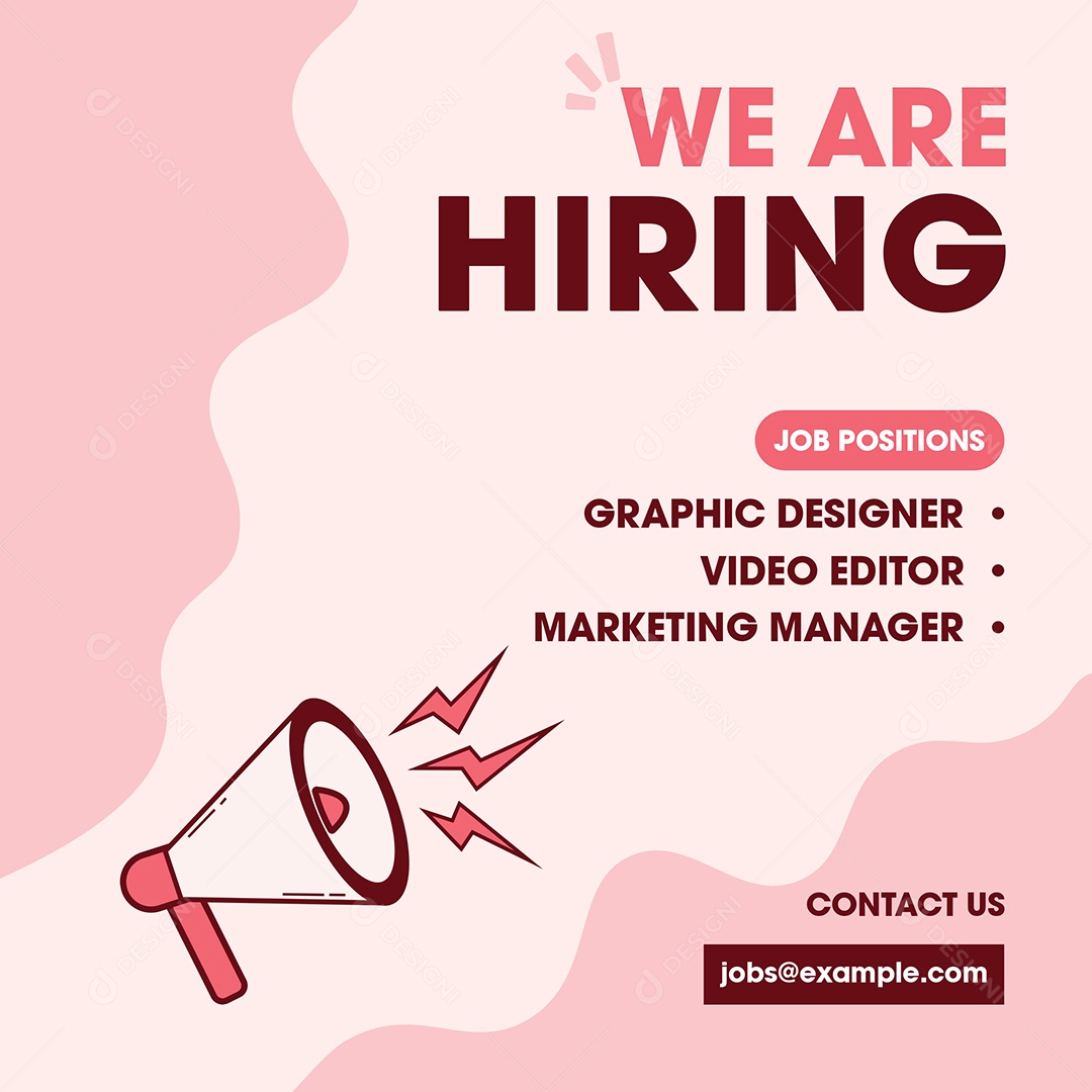 Vaga de Emprego Estamos Contratando Social Media PSD Editável