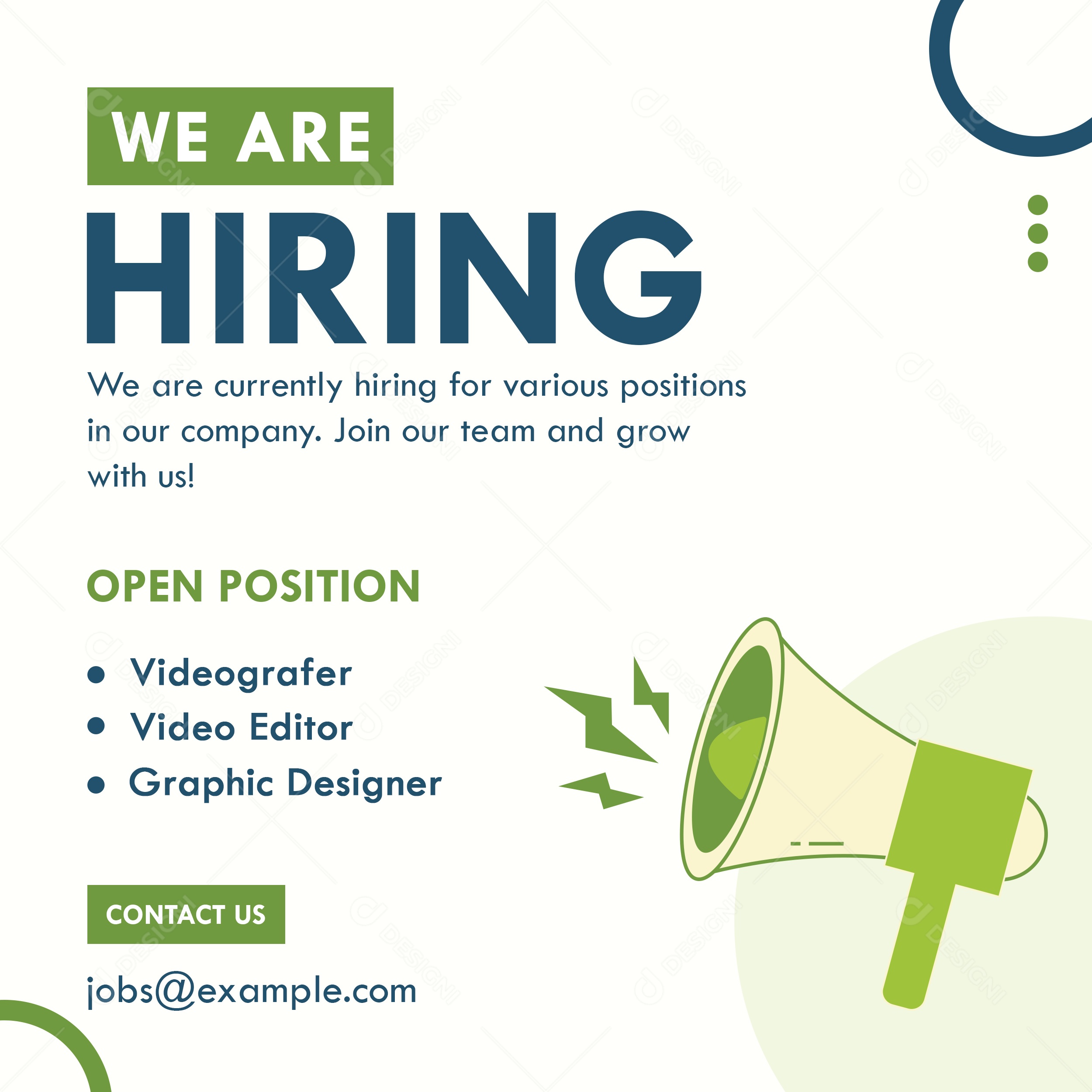 Social Media Vaga de Emprego Estamos Contratando PSD Editável