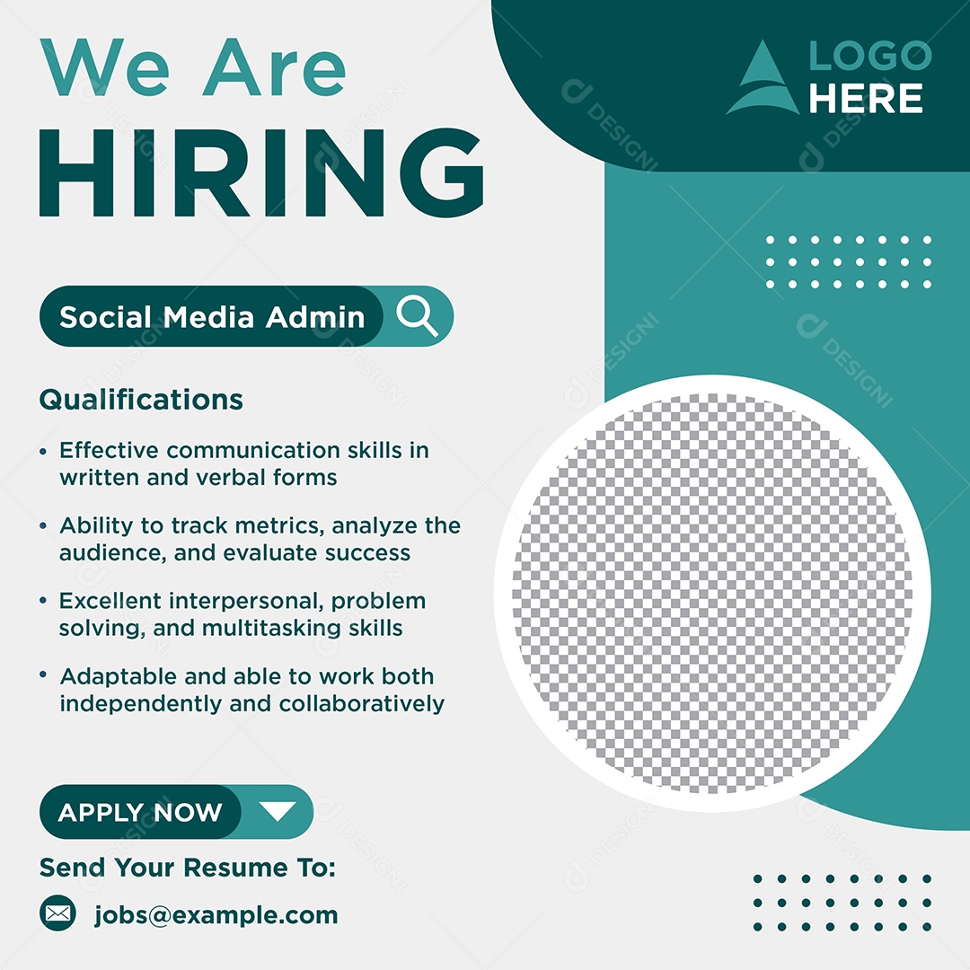 Social Media Vaga de Emprego Estamos Contratando PSD Editável