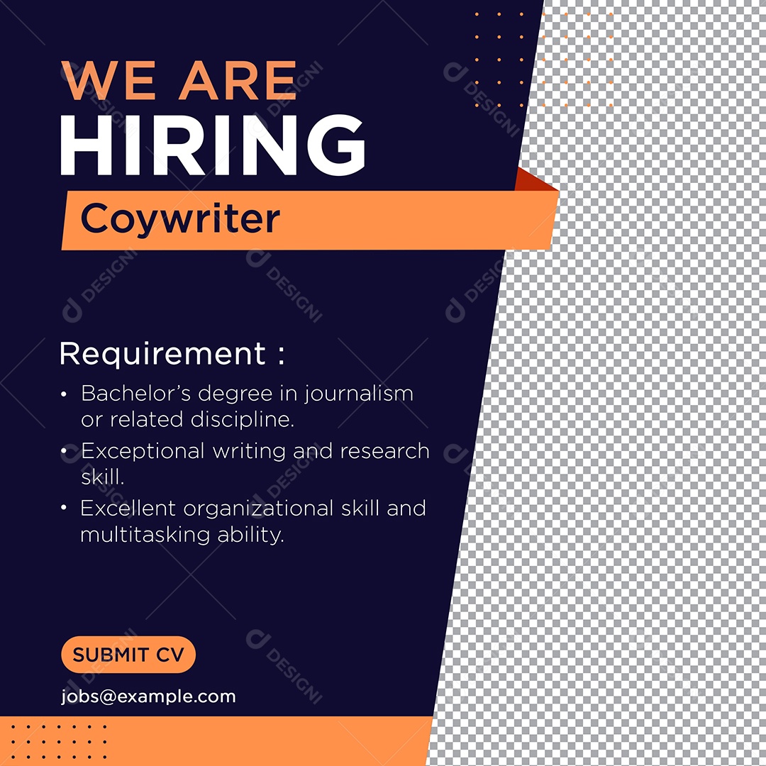 Social Media Vaga de Emprego Estamos Contratando PSD Editável