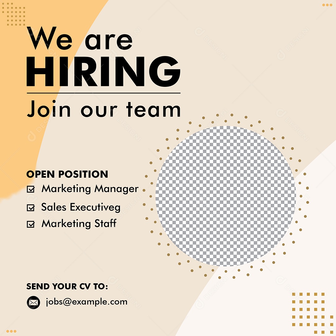 Vaga de Emprego Estamos Contratando Social Media PSD Editável