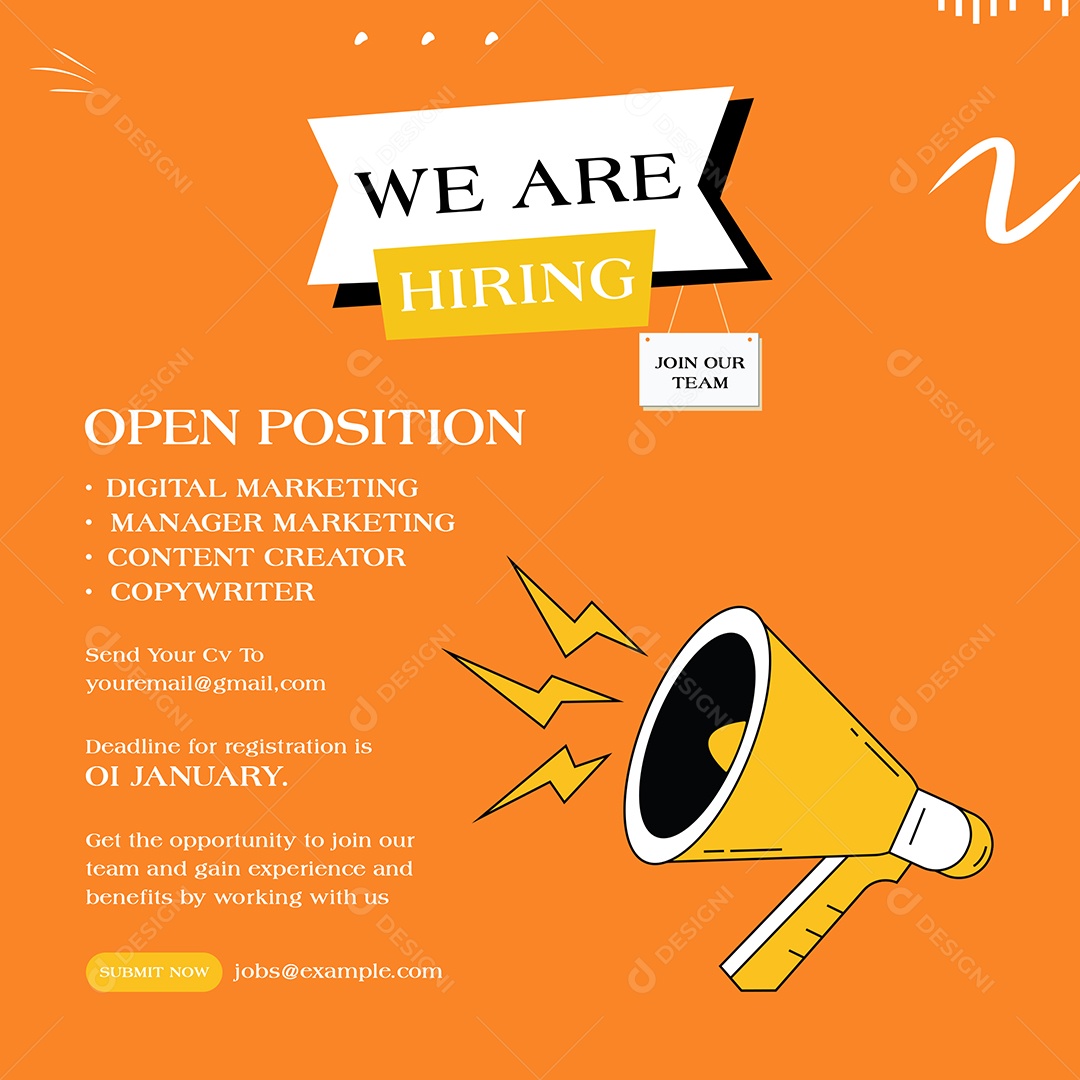 Social Media Vaga de Emprego Estamos Contratando PSD Editável