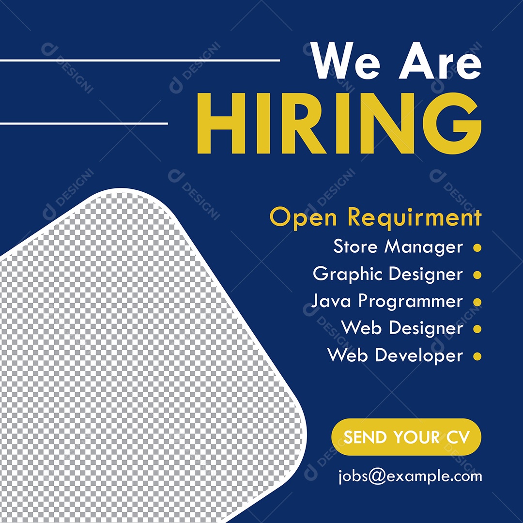 Vaga de Emprego Estamos Contratando Social Media PSD Editável