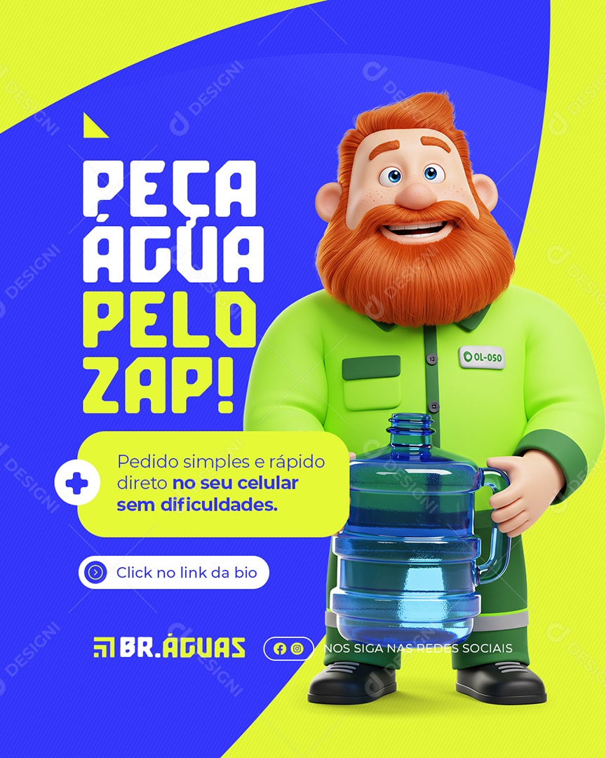 Distribuidora de Água Peça Água Pelo Zap Social Media PSD Editável