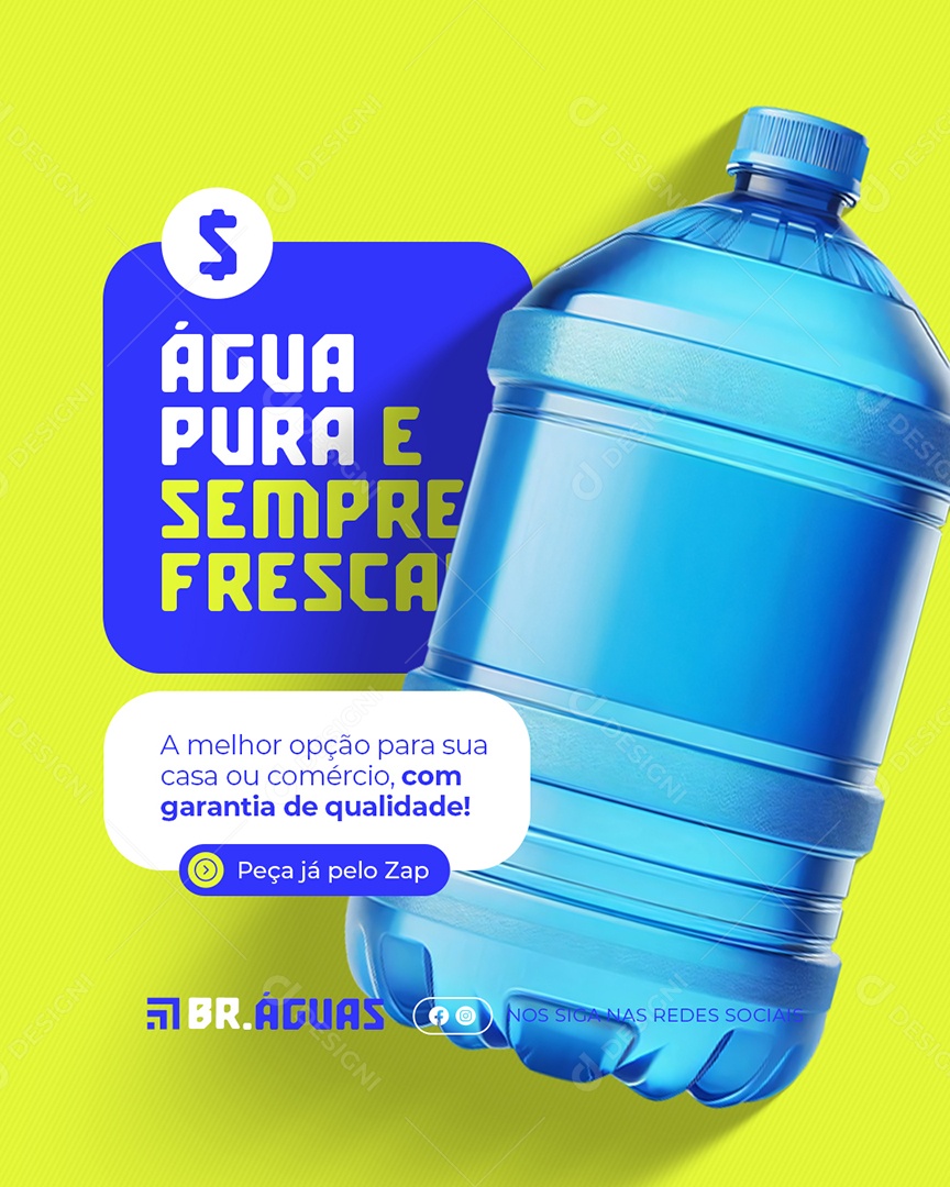 Distribuidora de Água Pura e Sempre Fresca Social Media PSD Editável